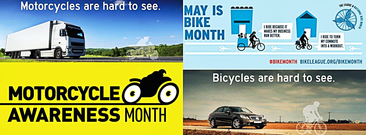 This May let's remember that operators of two-wheeled vehicles are less visible, and thus at greater risk while out on the roadways. Safety is for EVERYONE. #bikemonth #motorcycleawarenessmonth #respectforall