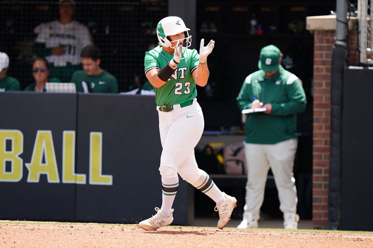 Most walks in single-season history AGAIN! @kaileygam reaches base as UNT trails 2-0 in the fourth inning. #GMG 🟢🦅