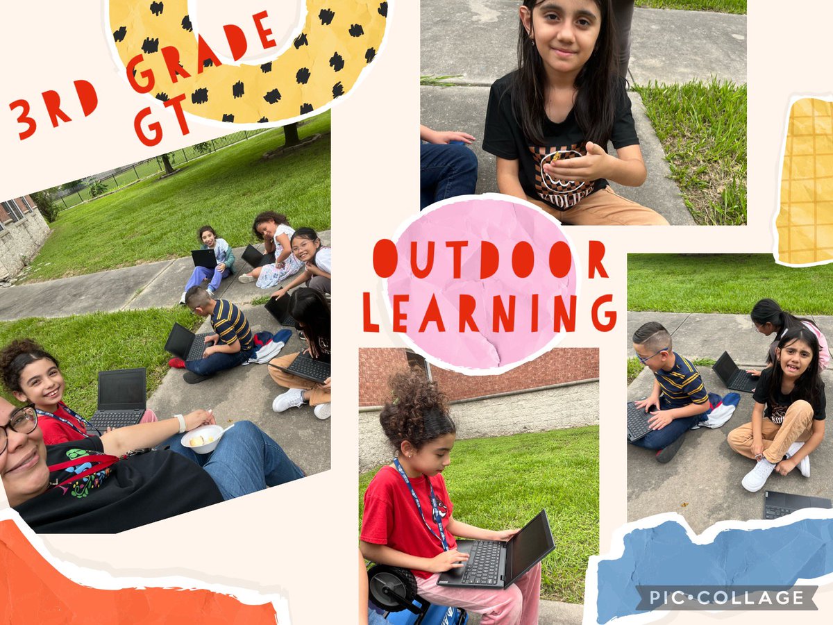 The Gifted and Talented Scholars enjoying outdoor learning space in the Bobcat garden at HBE. @childs4children @ChannelviewISD @BrownBobcats