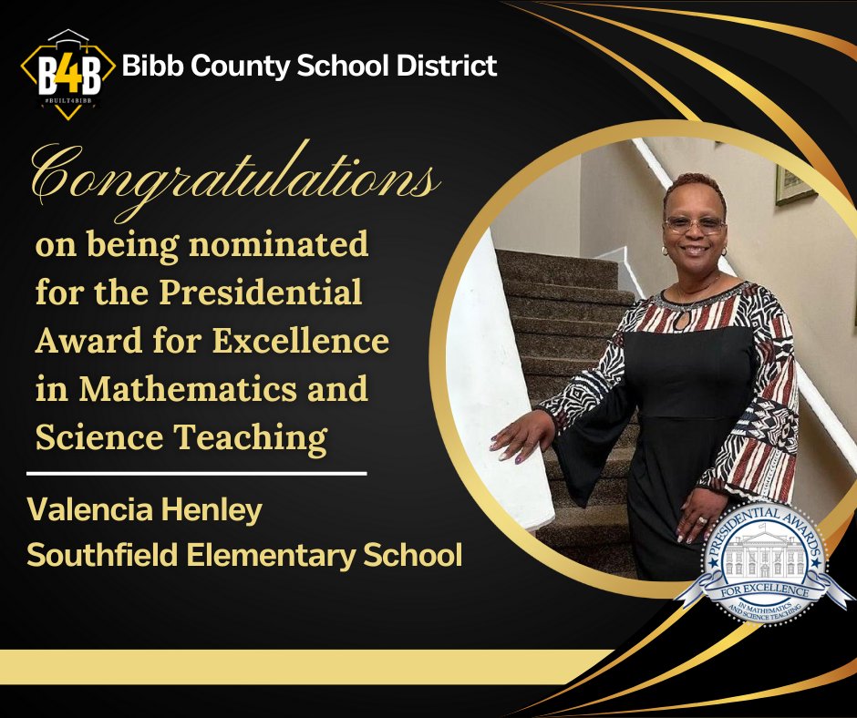 Congratulations on your nomination for the PAEMST Award - it is well-deserved! Your students are fortunate to have you as a teacher. Happy Teacher Appreciation Week! @BibbSchools @SouthfieldElem1 @LaneyShavone 
#inspired2inspire
#Built4Bibb