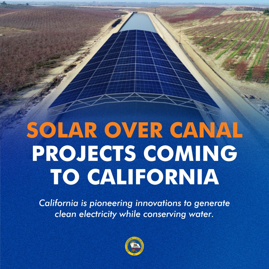 🌞 Big news! California is pioneering solar-over-canal projects, generating clean power and conserving 60B+ gallons of water annually. 🌱💧

#ProSolarCalifornia #SolarEnergy #WaterConservation #GreenTech #CleanEnergy #RenewableEnergy