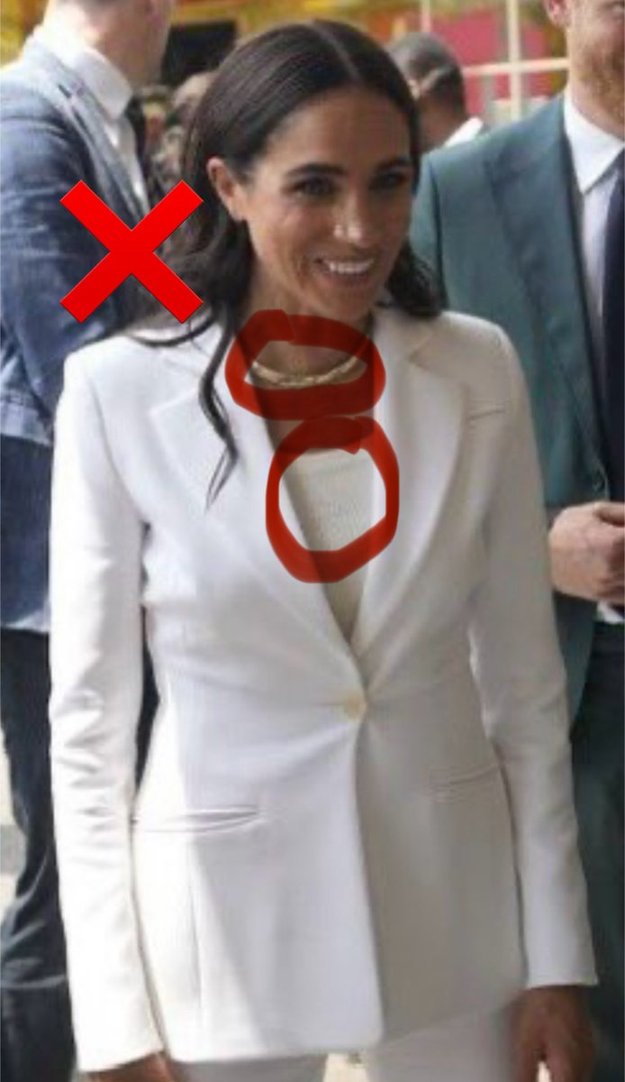 Seriously though, this girl can’t close her mouth anymore.😬Wearing a yellowish white tank with an all white suit is just so unpleasant to look at. The big gold chain is  just a NO. What A Fail! 
#HarryandMeghanAreAJoke 
#FOHarryandMeghan 
#HarryandMeghanRuinedInvictus 
#Markled