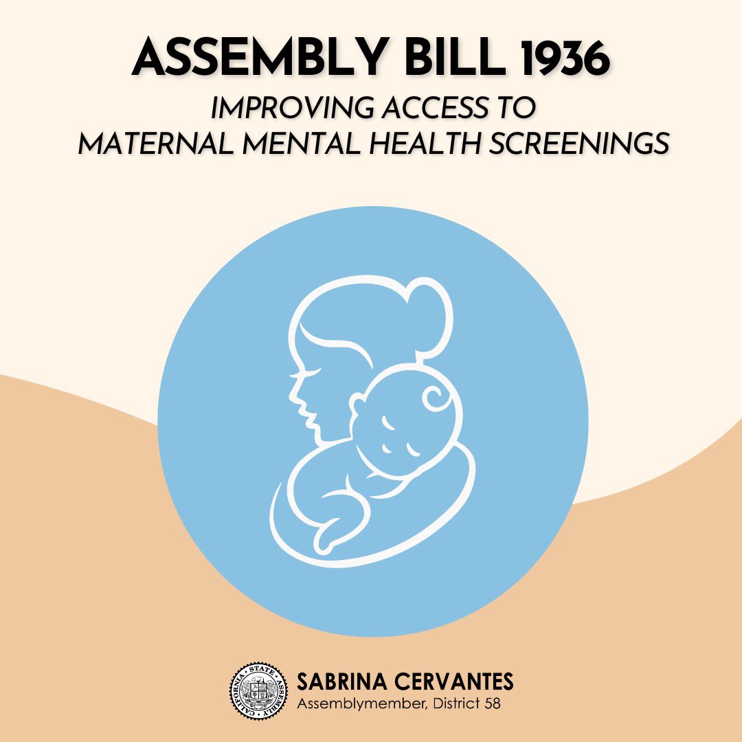 It’s #MaternalMentalHealth🔵 Week, & as part of my efforts to improve access to maternal mental health treatment, AB 1936 is on its way to the Senate! This bill will help provide MMH screenings both during pregnancy & up to six months during postpartum. #DeliveringResults💪🏽 #AD58