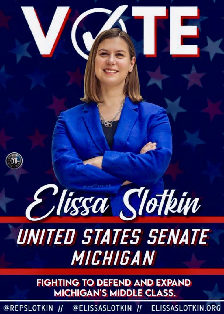 Peeps💙Elissa Slotkin Is Running For The U.S. Senate Michigan District 7 She Prioritizes- Protecting Our Rights & Democracy. Working for the Middle Class. Having Products Made In America. Protecting Our Children From Gun Violence. Vote & Donate #DemUnited #DemVoice1 #ProudBlue
