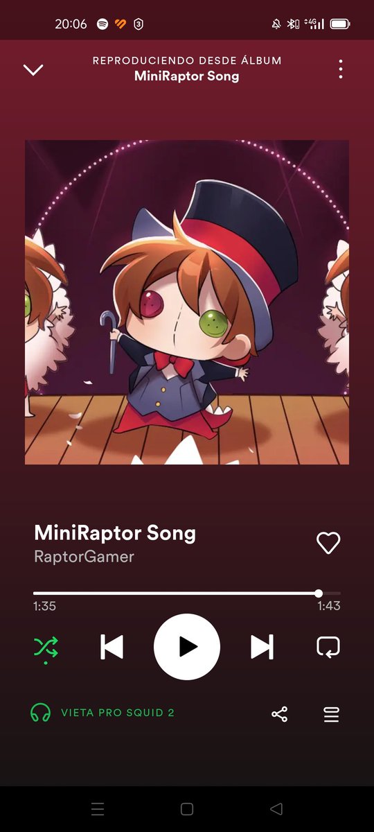 La cancion de MiniRaptor está en Spotify!! Acabo de ver la canción y me ha encantado, está chulísima :3 @Raptorgamer_