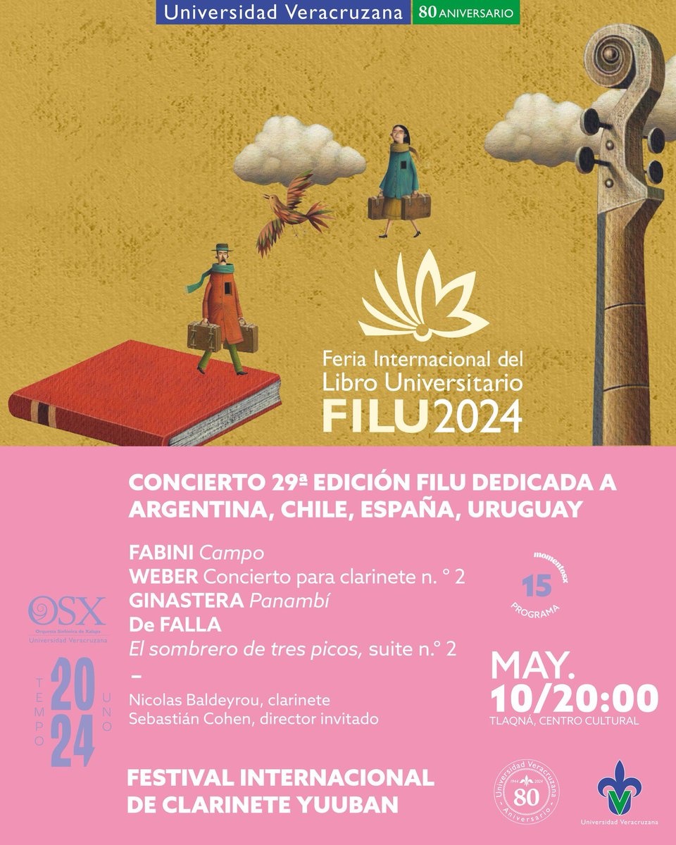 ¡Un viaje musical desde Sudamérica hasta España nos espera esta noche junto a la @OSXUV! 🎼✨ En el marco de la 29° Edición #FILU2024 📚, disfrutaremos un magnífico concierto con la riqueza musical de Iberoamérica. 🎧19:50 horas | 90.5 FM | En línea: bit.ly/radiouvenlinea