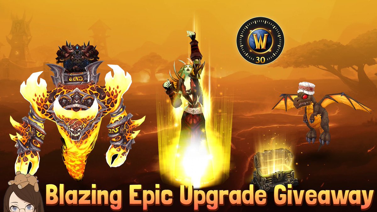 Cata Classic is just around the corner, coming May 20th! To celebrate I have some Blazing Epic Upgrades to giveaway🔥

To enter:
✅Follow
💟Like
🔁Retweet

🎁Winners drawn May 19th
NA Only
#WoW_Partner #CataClassic