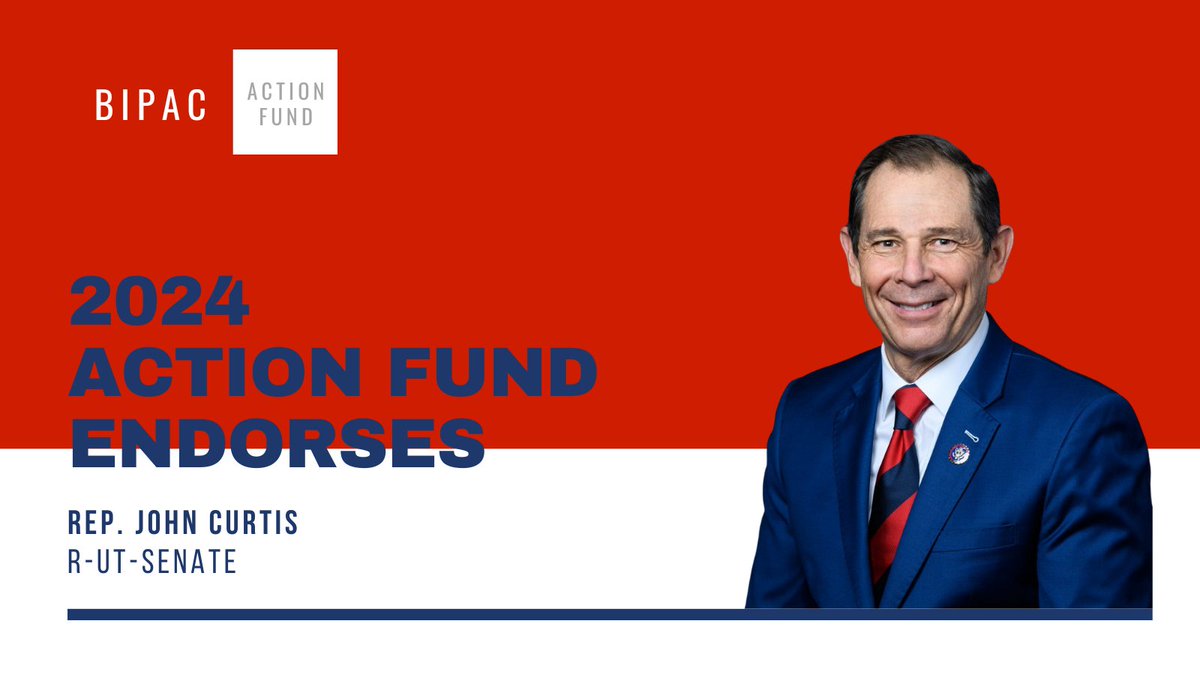 The @BIPAC Action Fund is endorsing Rep. John Curtis (@CurtisUT) in the Utah Senate primary. Rep. Curtis has been a consistent voice for the business community in Utah and will remain a strong advocate in Congress. Learn more: bipacaction.com/endorsements-m…