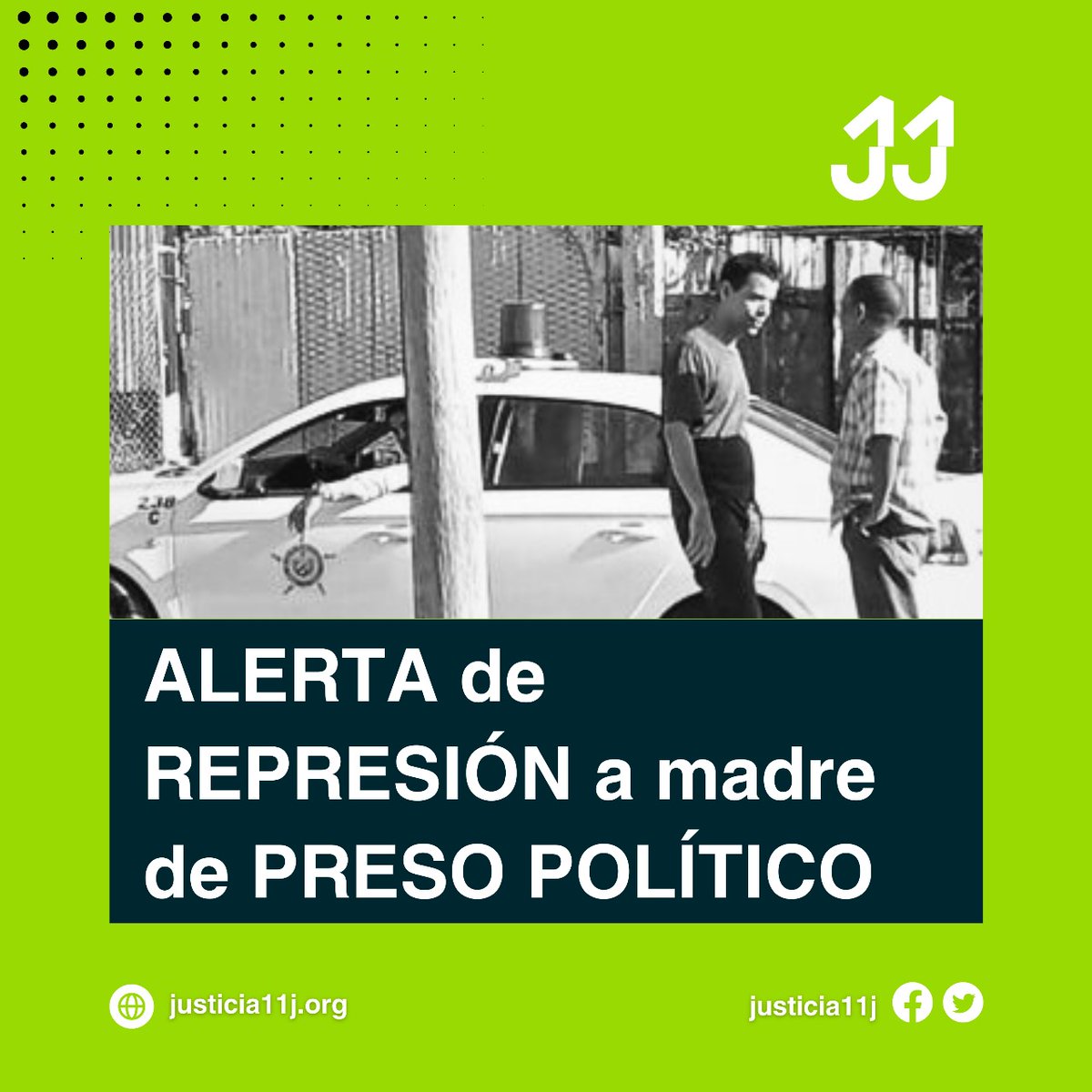 1/4 ⚠️ Estamos preocupados por los informes de acoso policial y de la Seguridad del Estado a Migdalia Gutiérrez, madre del #PresoPolítico del #11J Brusnelvis Cabrera.