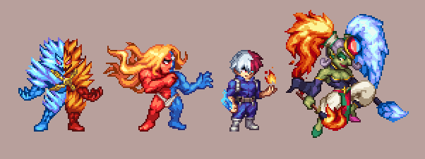 Orkimides's tweet image. Fire &amp;amp; Ice &amp;amp; Ice &amp;amp; Fire &amp;amp; #pixelart