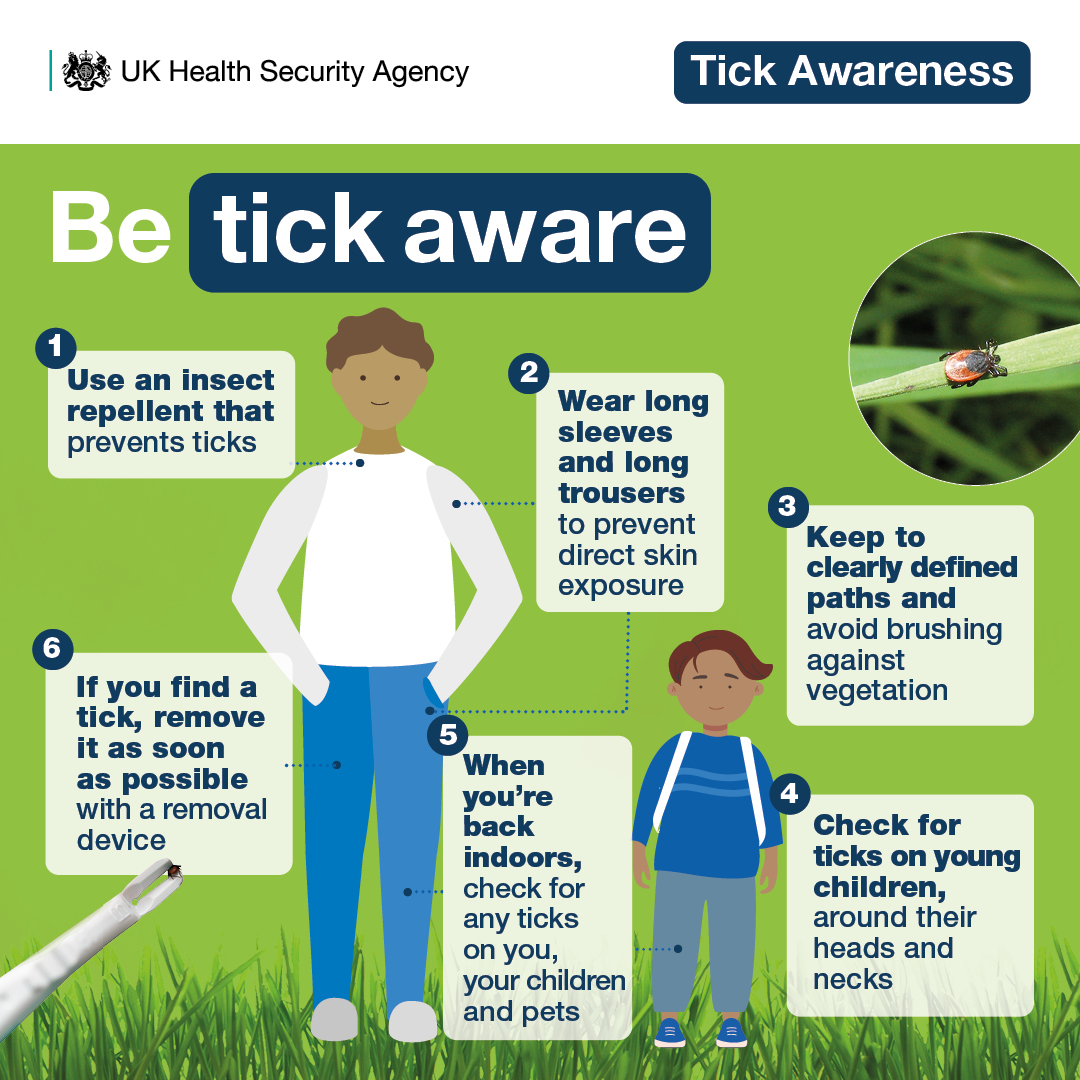 If you're enjoying the stunning #NorthYorkshire countryside but don’t forget to #BeTickAware.

The tick bite risk is highest between April and June. If you get bitten, remove the tick quickly and correctly to reduce any potential risk of infection.

ukhsa.blog.gov.uk/2024/03/21/wha…