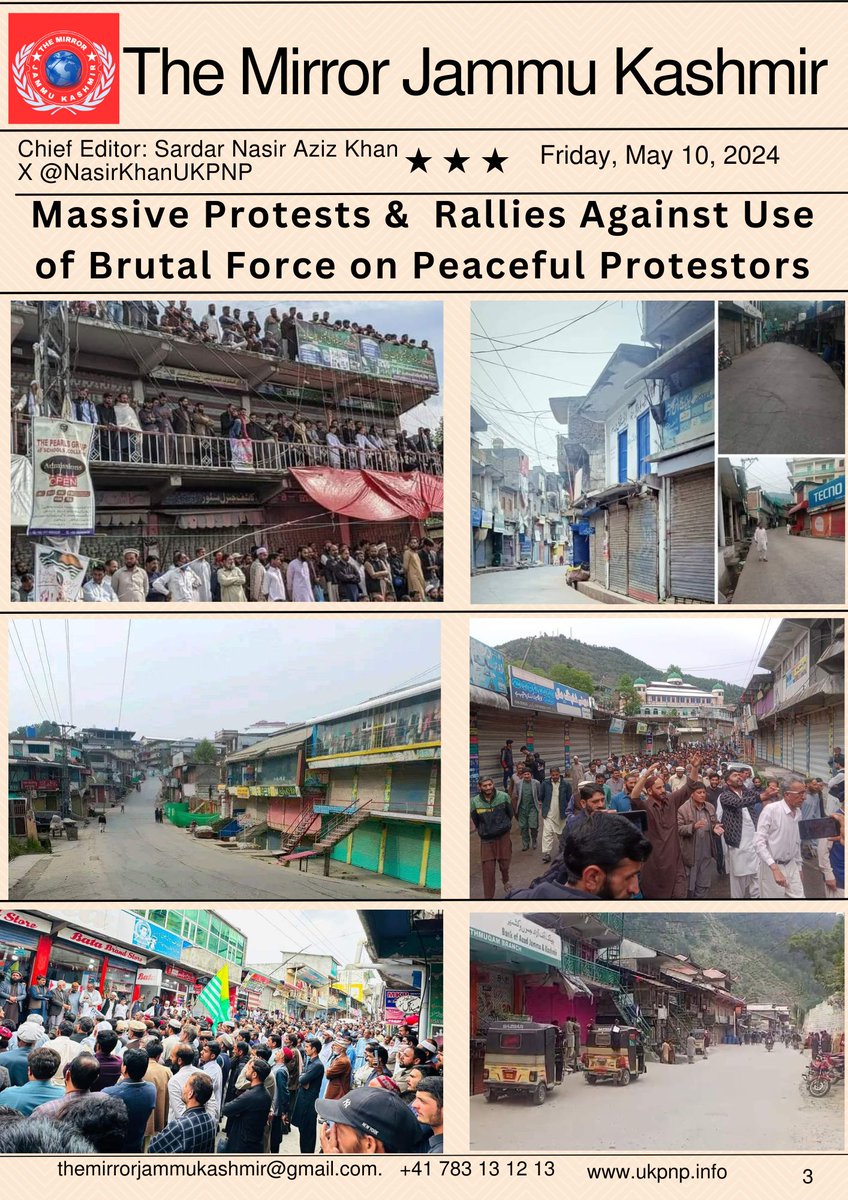 NasirKhanUKPNP's tweet photo. #AzadKashmir is ablaze with , #ShutterDown #WheelJamStrike massive protests & rallies as citizens defy crackdowns by #Pakistani security personnels & police. #UKPNP demandS for release of all detainees arbitrarily arrested.
@shaukatkashmiri @UN @JustinTrudeau @antonioguterres https://t.co/GveDT9K0yi