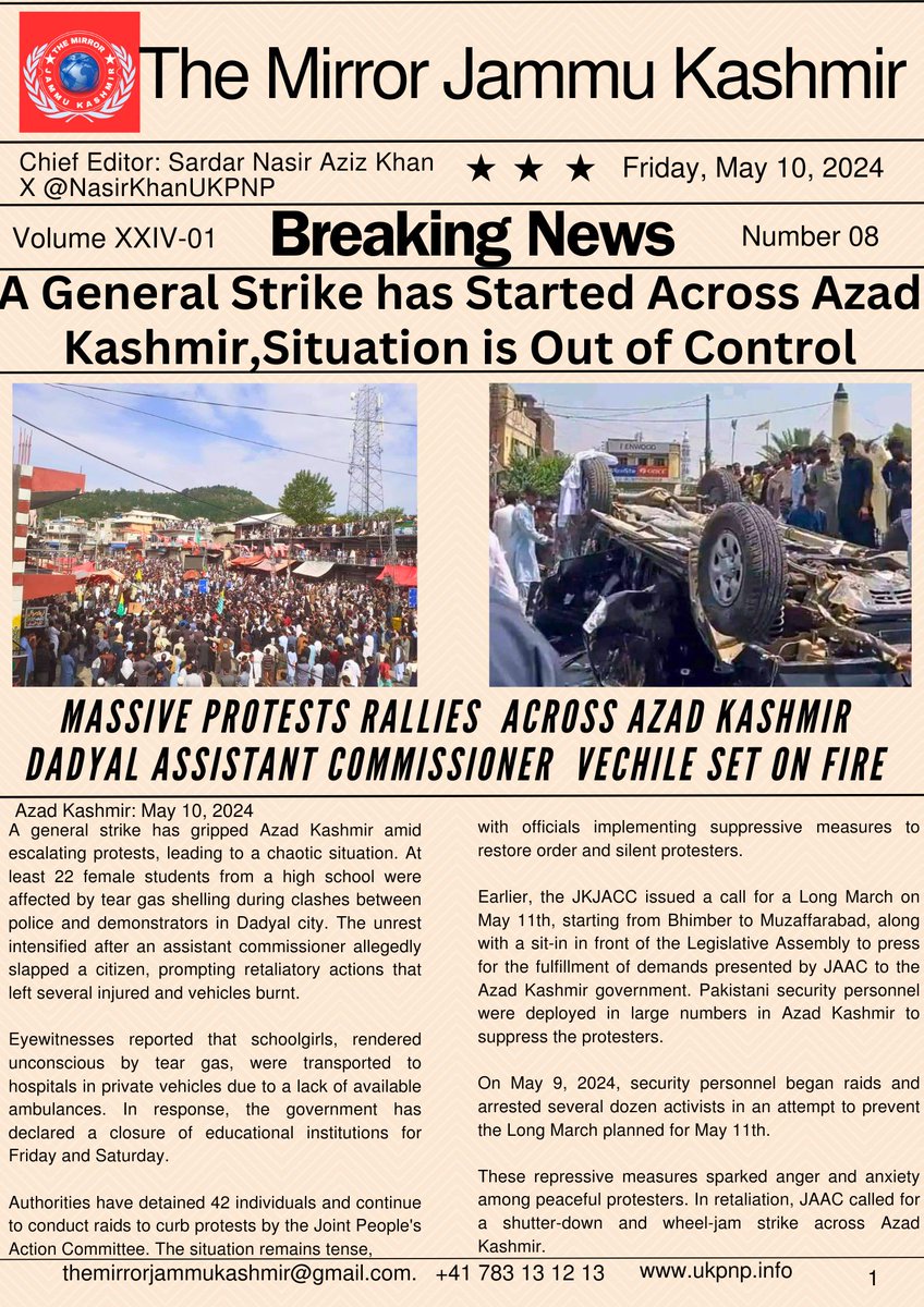 NasirKhanUKPNP's tweet photo. #AzadKashmir is ablaze with , #ShutterDown #WheelJamStrike massive protests & rallies as citizens defy crackdowns by #Pakistani security personnels & police. #UKPNP demandS for release of all detainees arbitrarily arrested.
@shaukatkashmiri @UN @JustinTrudeau @antonioguterres https://t.co/GveDT9K0yi