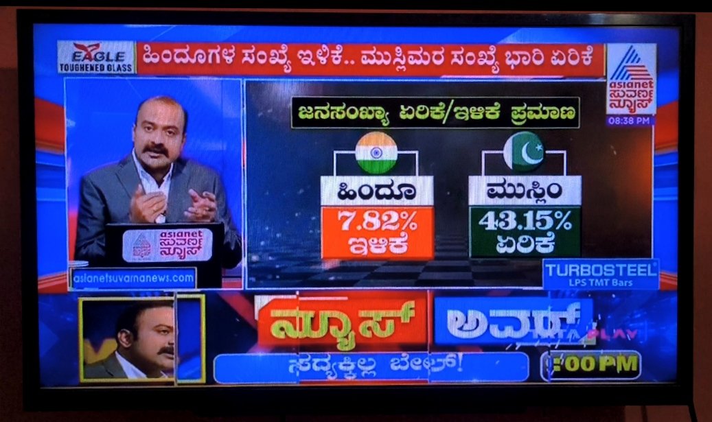 India flag for Indian Hindus and Pakistan flag for Indian Muslims This is how @AsianetNewsSN and its Anchor Ajit Hanumakkanavar portrayed 20 crore Indian Muslims while discussing the EAC-PM report. @afsarkodlipet @ProfSyedaSadiya @AbdulMajeedSDPI @MRiyaz_SDPI @RiyazfSDPI