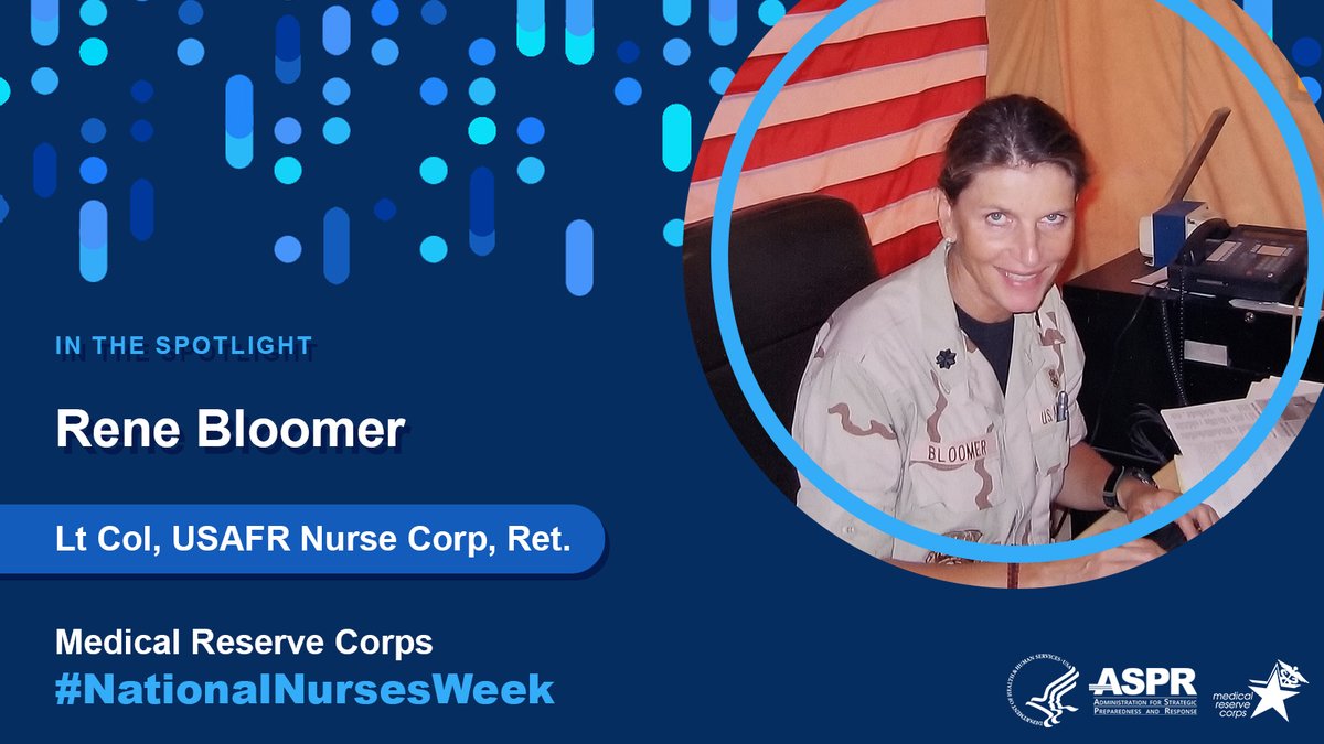 Join ASPR in recognizing Rene Bloomer, a nurse for over 47 years who, although retired from her full-time job, “still believes in giving back to the community and the @MRC_ASPR is one of the best ways I can -- and still -- contribute as an RN.” #ThankANurse #NurseAppreciation