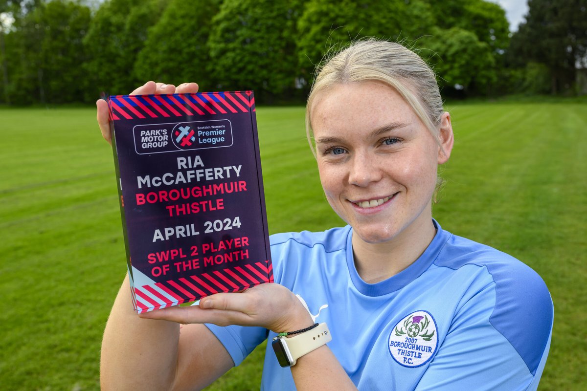 𝗣𝗟𝗔𝗬𝗘𝗥 𝗢𝗙 𝗧𝗛𝗘 𝗠𝗢𝗡𝗧𝗛 ⭐️

Congratulations to <a href="/ria_mccafferty/">Ria McCafferty</a> who has won the <a href="/SWPL/">Scottish Women's Premier League</a> 2 POTM award for April 2024 following stellar performances against <a href="/livingstonwfc/">Livingston WFC</a> &amp; <a href="/CairnWomen/">Gartcairn Women</a>!

➡️ Read more about Ria's award win on our website: news.boroughmuirfc.com/posts/mccaffer…