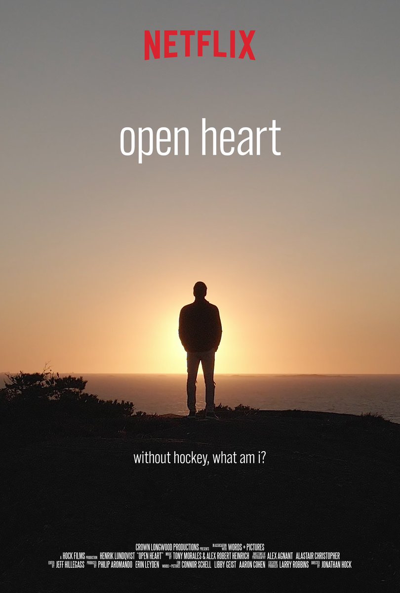 Next Friday, May 17th, you can stream my documentary Open Heart on @Netflix (North America & Scandinavia) It’s a story about hockey, life and finding happiness when life throws you a curveball. #Documentary #Openheart