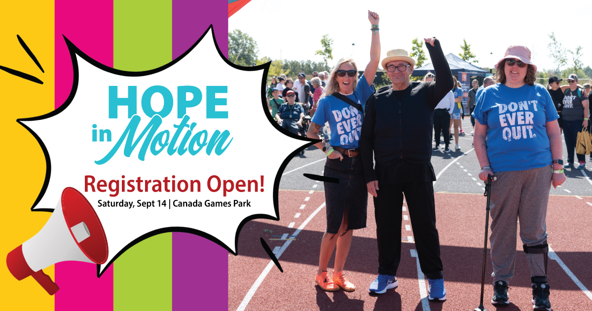 The 2nd annual Hope in Motion event is back! ➡️HopeinMotion.ca Register now for the early bird price of $25. This is a mobility inclusive event where YOU set the challenge.