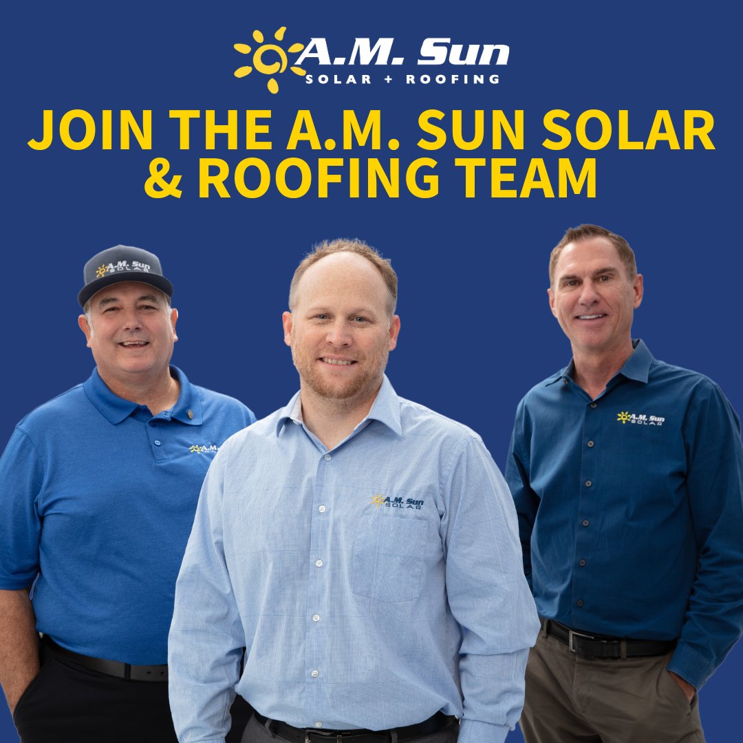 Join the A.M. Sun Solar & Roofing team! ☀️ We're passionate about finding the best value for our clients, tailoring solar solutions to meet their unique energy requirements, and treating each client how they want to be treated. amsunsolar.com/am-sun-solar-c…