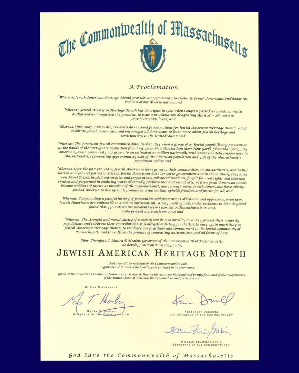 May is Jewish American Heritage Month. This month and every month, we recognize the enduring traditions, values, and resilience of Jewish communities in Massachusetts and beyond. Thank you to the elected officials, community leaders and others who joined us yesterday at the