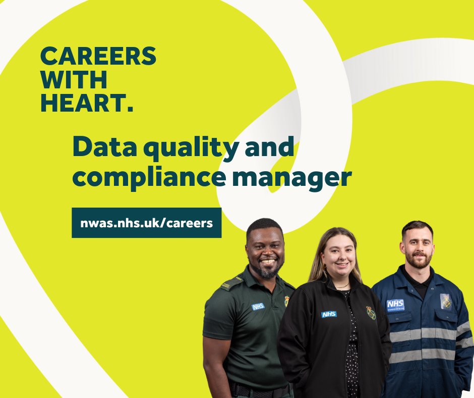 Job alert‼️ Data quality and compliance manager Band: 6 Full Time: 37.5 hours per week Base: Liverpool Closing: 15/5/24 Apply now: nwas.nhs.uk/careers/vacanc…