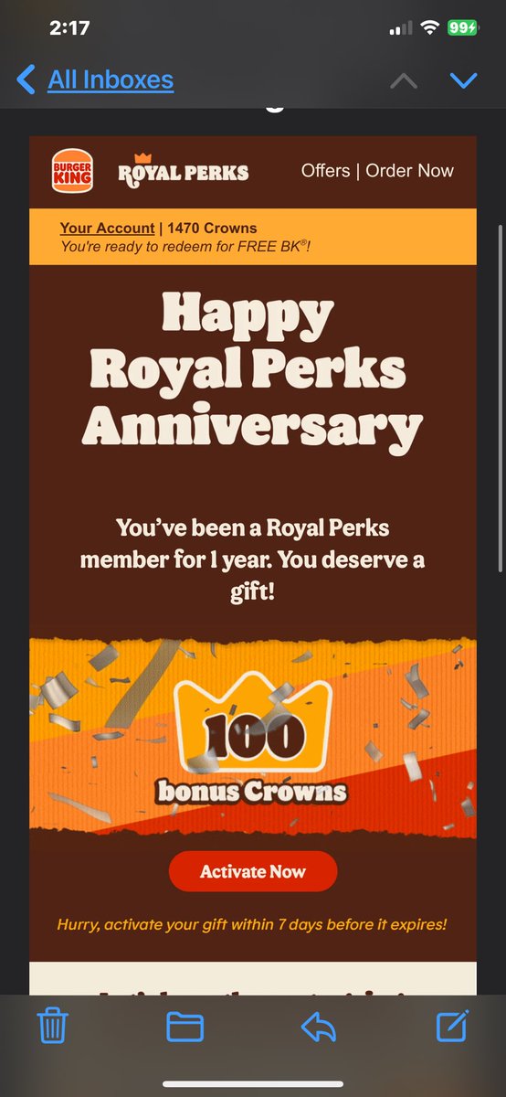WolfWarriorHowl's tweet photo. @BurgerKing as I activate this on my email my crowns had been reset &amp; so is everything else is there a way I can get my crowns back? https://t.co/Wh7u7tdCSS