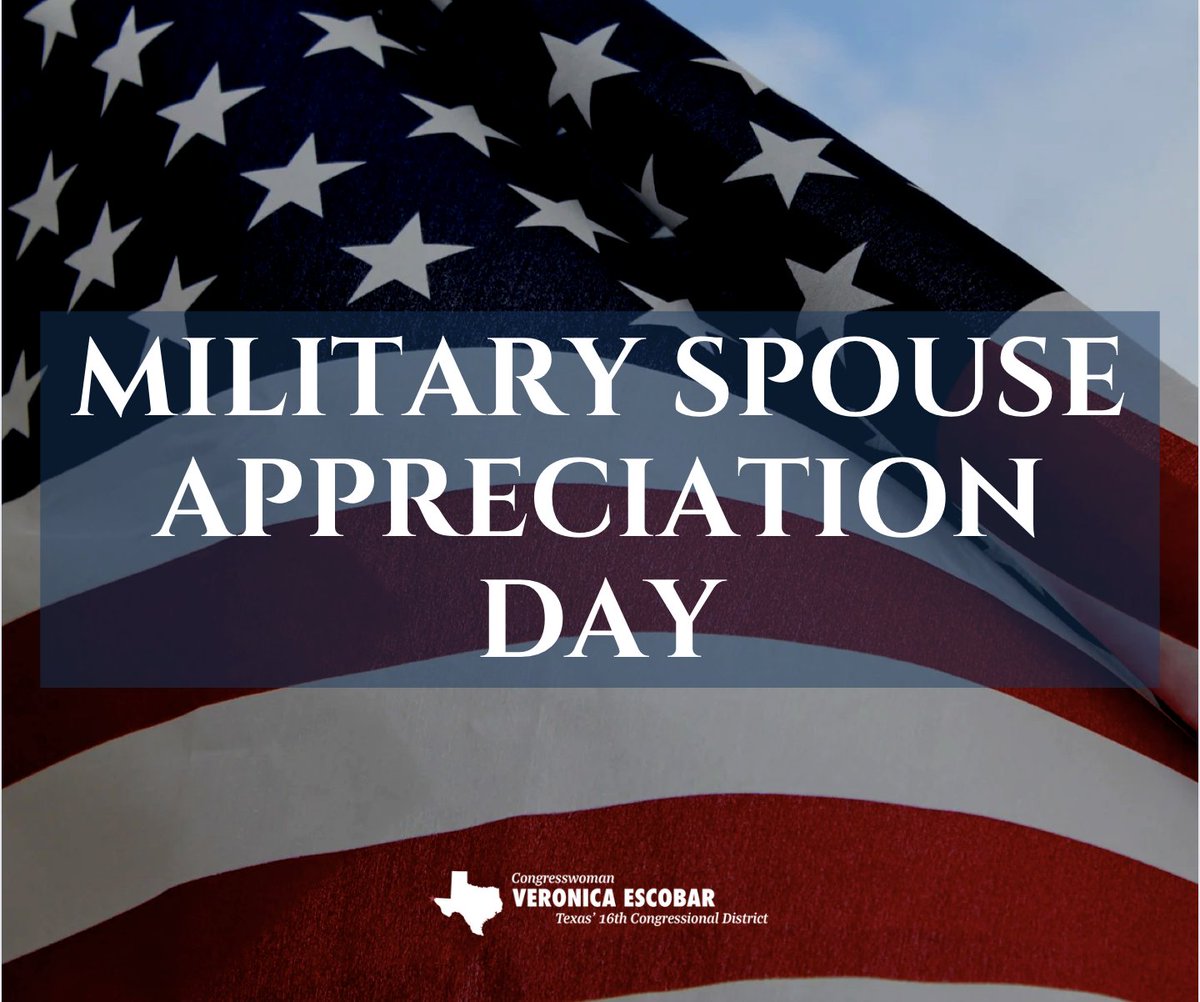 Few know more about the sacrifices our servicemembers make than their spouses.

A true testament of resilience, dedication, and patriotism, I'm wishing the over one million military spouses nationwide a happy #MilitarySpouseAppreciationDay.