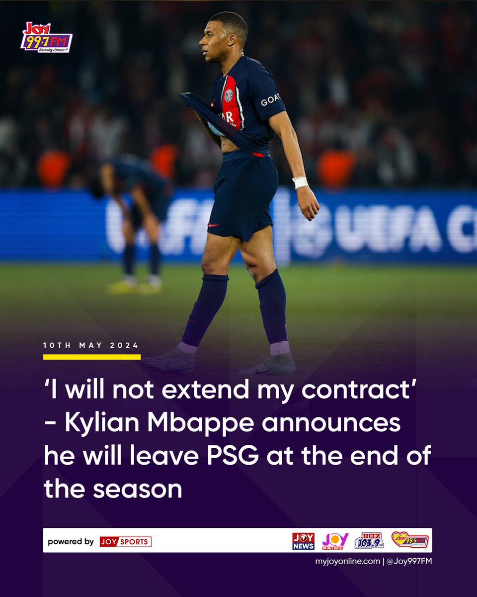 'I will not extend my contract' - Kylian Mbappe announces he will leave PSG at the end of the season #JoyNews
