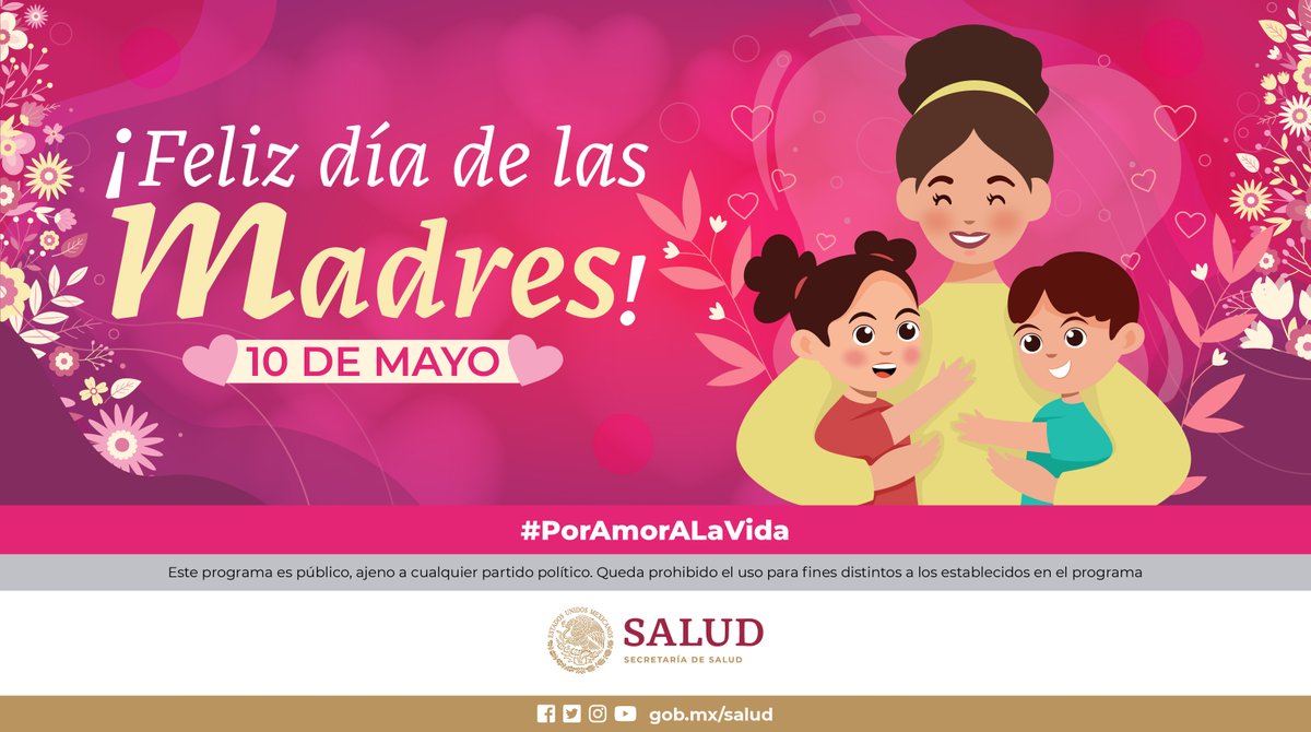 10 de mayo I #DíaDeLasMadres 🩷💐

Fortalezcamos lazos familiares y fomentemos el cuidado de la salud de quienes son madres, que con su empeño y dedicación hacen un mundo mejor.

¡Feliz día! 🌸