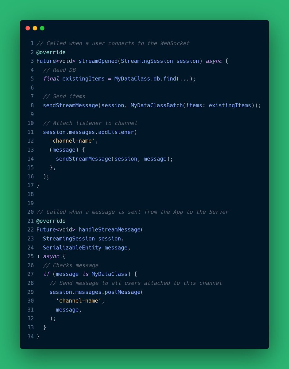 BenAuerDev's tweet image. Why I love Serverpod? 

I once read that &quot;using a good framework should teach you something&quot;. 

Serverpod gave me a very good understanding of how streaming data via WebSockets works. 

It can do that for you too - Have a look at this 👇

#serverpod #flutter