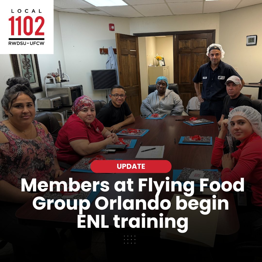 Local 1102 members at Flying Food Group in Orlando have begun English New Language training. Together we make a difference. #1U