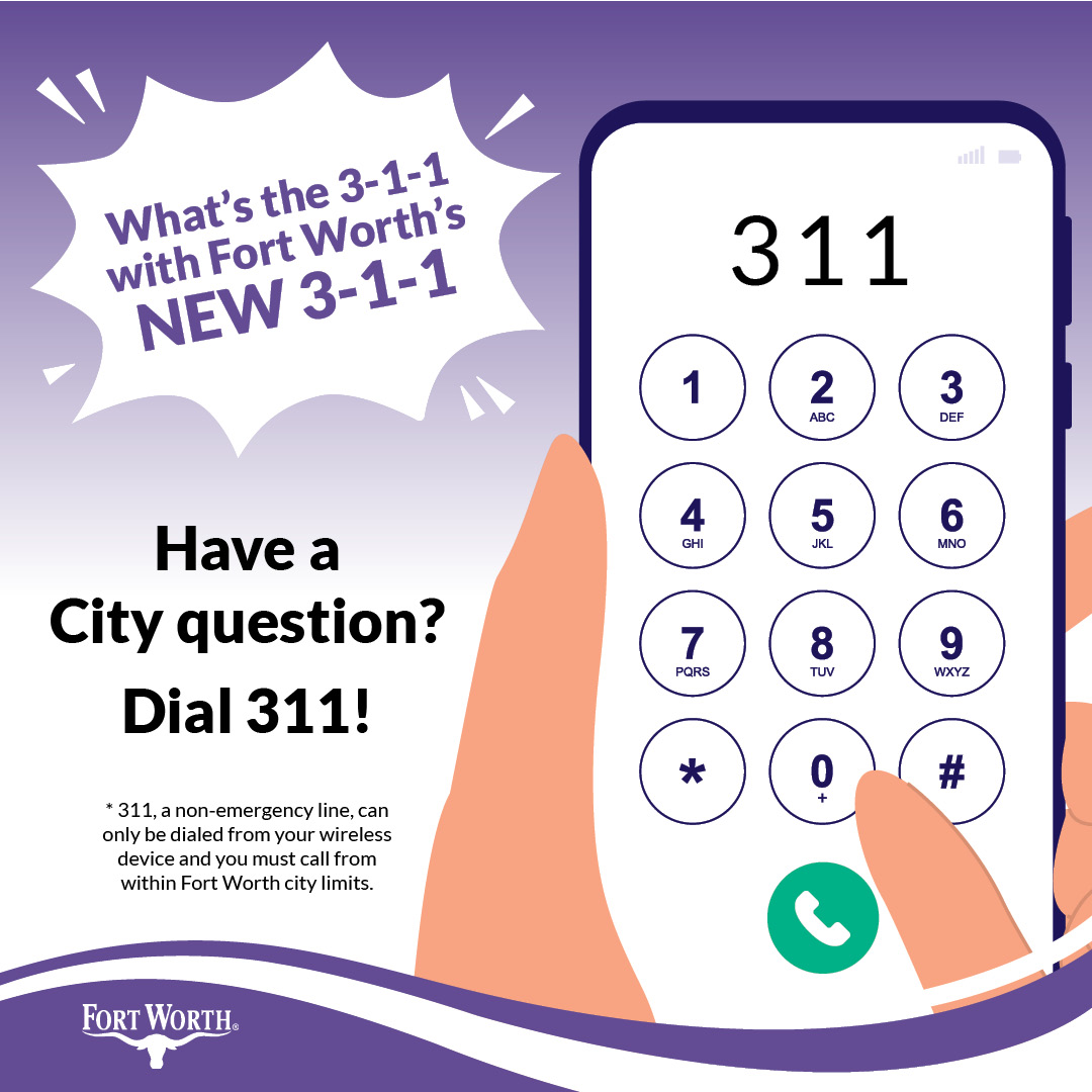 New in Fort Worth! Call 311 from anywhere in the city limits to easily reach city services. Lean more: fortworthtexas.gov/news/2024/5/31…
