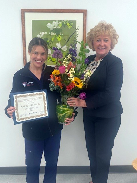 Congratulations to Christina Ward on receiving the 2024 Louisa Tatonetti Borio Award for Nursing Excellence! This departmental award recognizes a nurse who consistently demonstrates compassion, integrity, a positive attitude and teamwork. #NursingExcellence @LizHowellMD