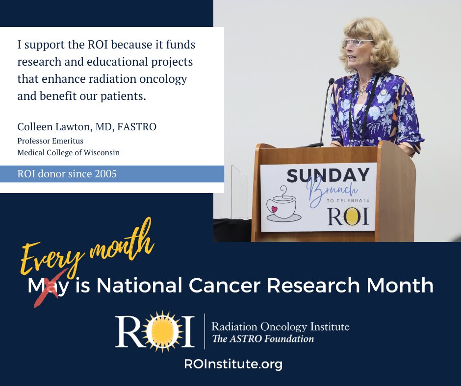 Since we were founded, ROI has funded more than $4.3 million to accelerate research and education to help people living with cancer live longer, happier lives. 
Join our team by donating at ROInstitute.org/donate. Because every month is #NationalCancerResearchMonth
