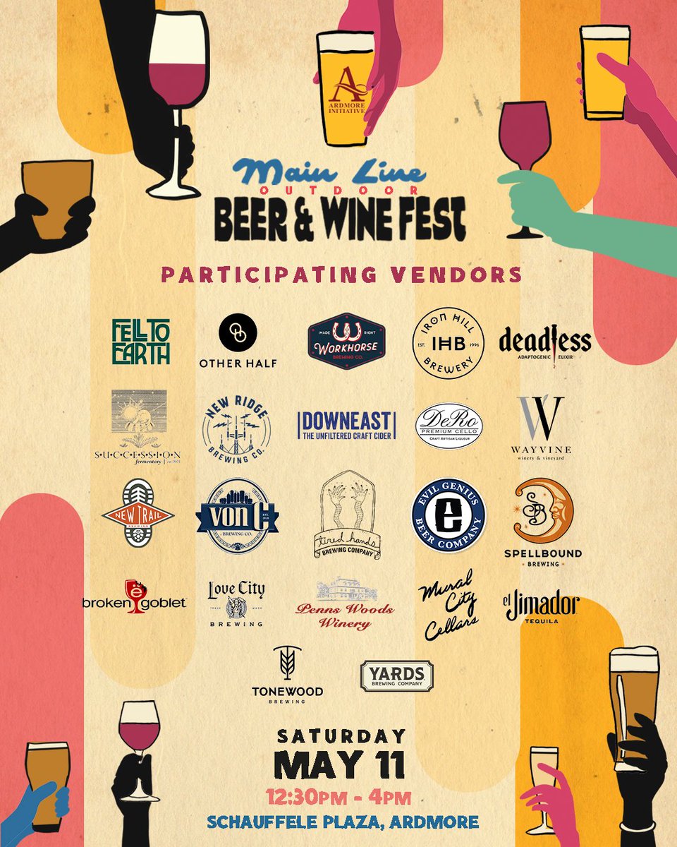 Daytime Brews, vino and live music. What's not to love?🍷🍺 Tomorrow commences the first annual Main Line Beer & Wine Fest at Schauffele Plaza, right across the street from the Music Hall. GA + VIP Tickets >> bit.ly/MainLineBeerWi…