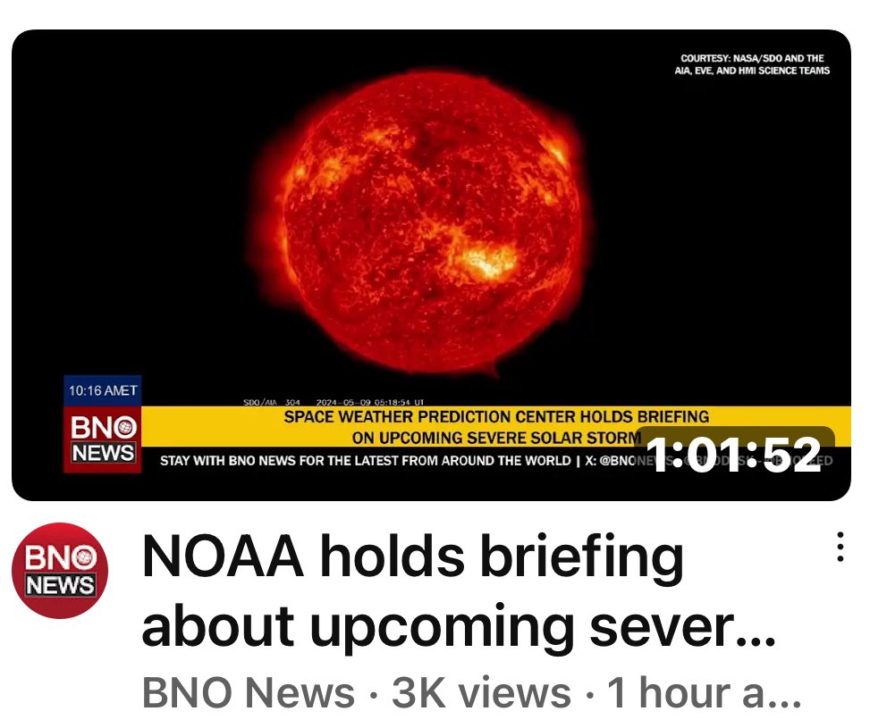 NOAA holds a briefing about the severe solar storms heading to earth.  This could be the big one as weak as earth’s magnetic fields are. And expect earthquakes and volcanic activity and bad storms.  youtu.be/S0E5dt0H_sI?si…