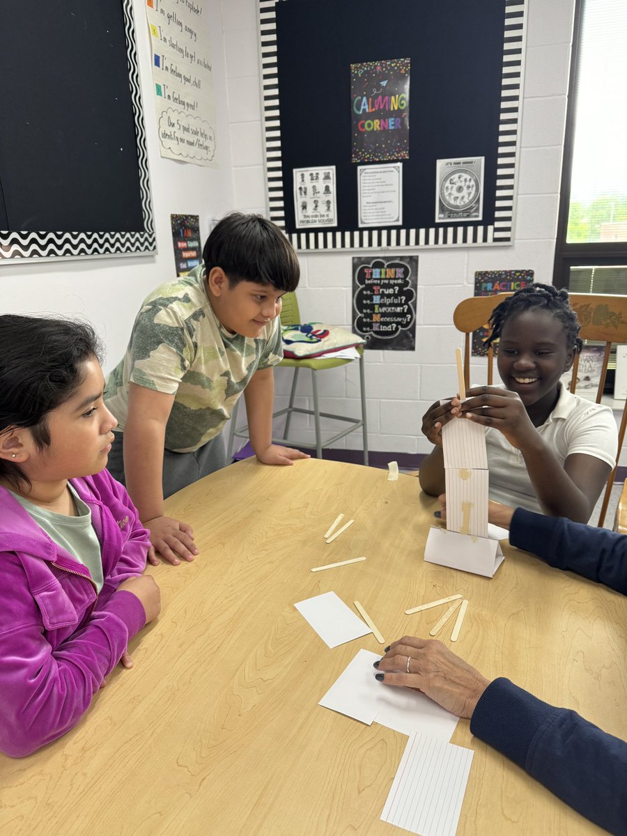 5th grade had a blast with this STEM challenge today. They worked in small groups with limited supplies to attempt to make the tallest tower they could.
