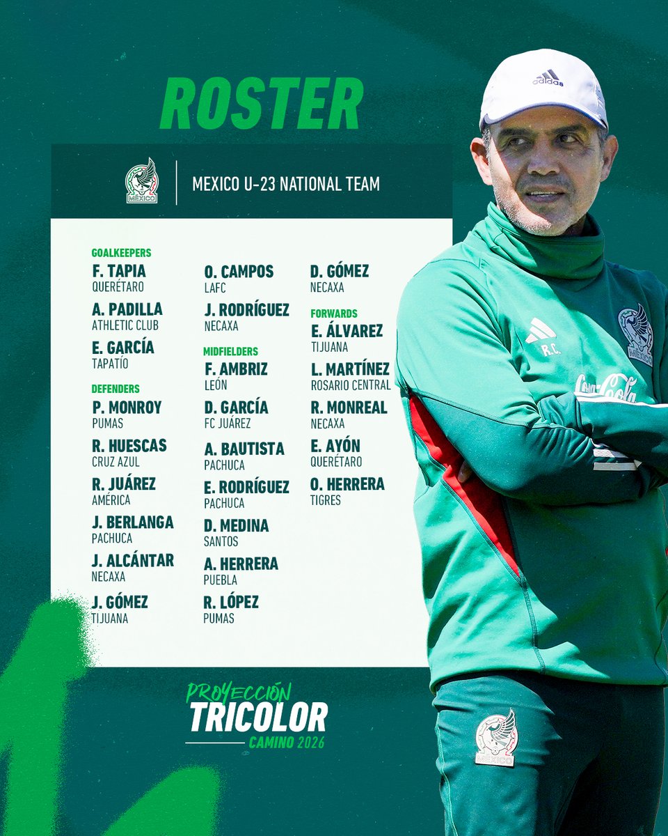 #U23 | We told you this summer was full of challenges. 🔥👊🏼 Here are the 24 players that will represent us at the @mauricerevello tournament under Head Coach Ricardo Cadena. 🫡🇲🇽🔜 🇫🇷 #ProyecciónTricolor