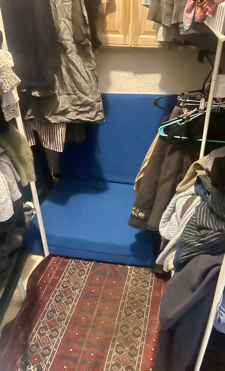 Made an “office” in our tiny closet to lock myself in every morning until I get my pages done