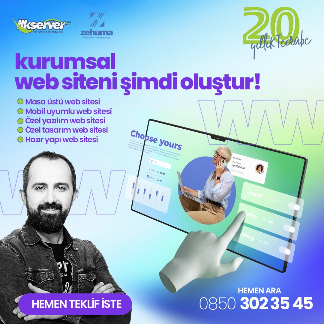 Kurumsal web siteni şimdi oluştur.. 

Mobil uyumlu, özel tasarım ve yazılım, hazır yapı web siteleri ile işinizi internete taşıyoruz! 

20 yıllık tecrübemiz ile sizinleyiz! 💪🏼

İhtiyacınız olan tüm dijital çözümler için buradayız 🤗

📞 Hemen Başvur: 0850 302 35 45 

#webstagram