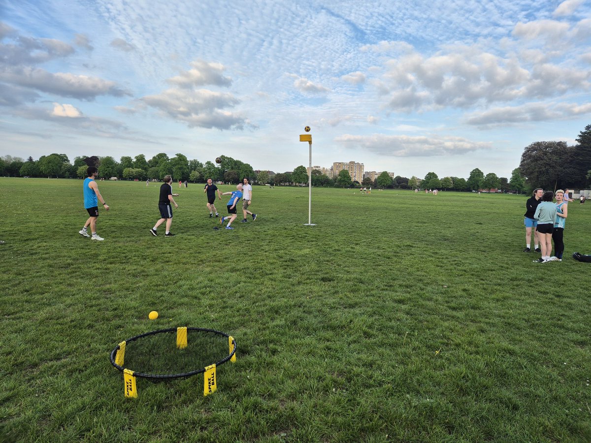BristolThunder's tweet photo. Sunny Friday night on the Downs. Some Korfball, a bit of rugby and spike ball #thunderers #sunshinefun https://t.co/zu9zBqlLsY