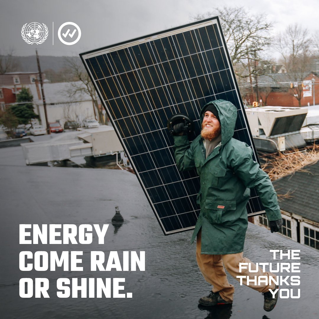 No sunshine? No problem.

Solar energy is the most abundant of all energy sources and can even be harnessed in cloudy weather.

And the future thanks you.

More about why renewable energy is key for a healthier planet: un.org/en/climatechan… #ClimateAction