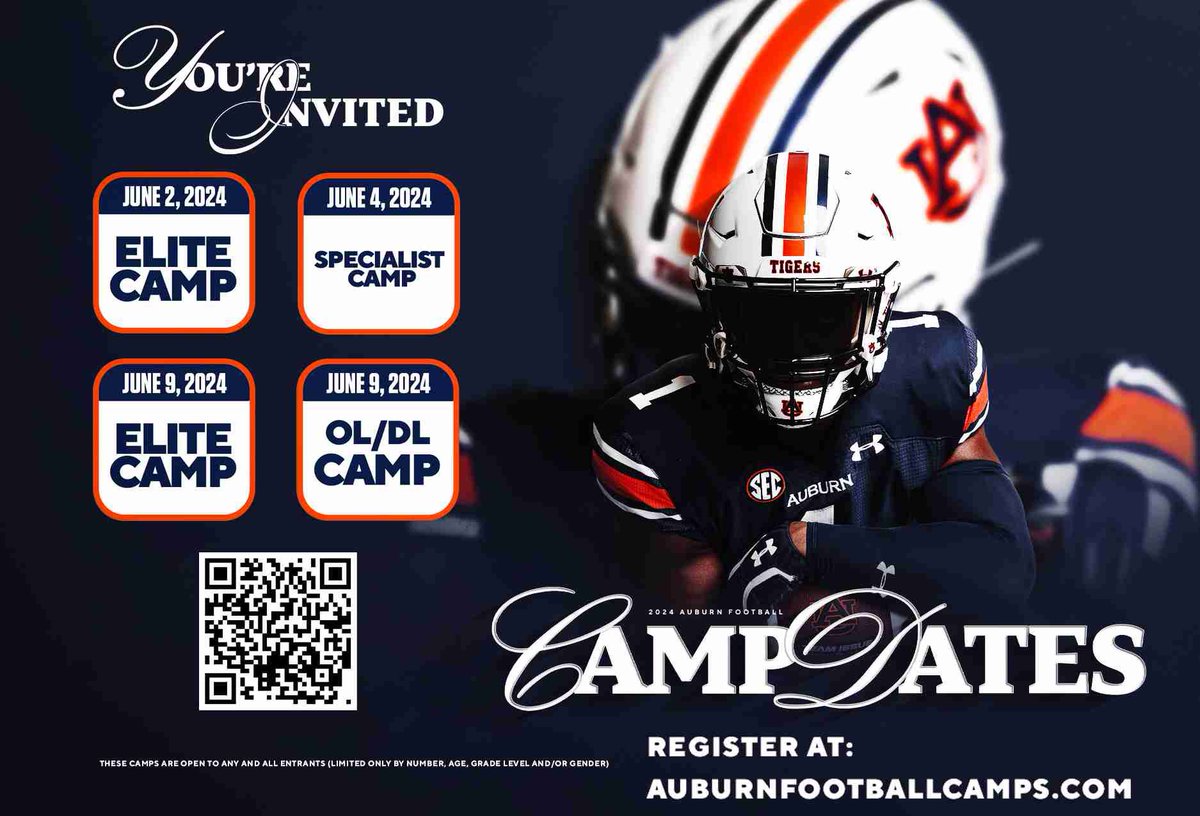 Grateful to receive an invitation to the Auburn football camps this summer
@CoachBGarrison @wileyfootball @SSPantherFB @ColeWatkins17 @DavidZakrzewski @AuburnFootball 
#football #footballplayer #footballgame #nike #underarmour #highschoolfootball #beelite #champion #hardwork