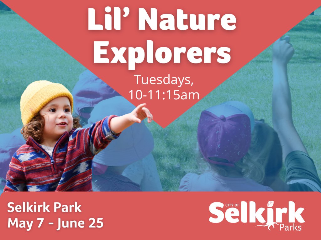IT’S BAAAAAAACK!

Lil’ Nature Explorers is up and running for another summer! 👶🌿

Dive into the wonders of nature with your little adventurers at our free weekly program.

Tuesdays in Selkirk Park. More info here: myselkirk.ca/sports-recreat…