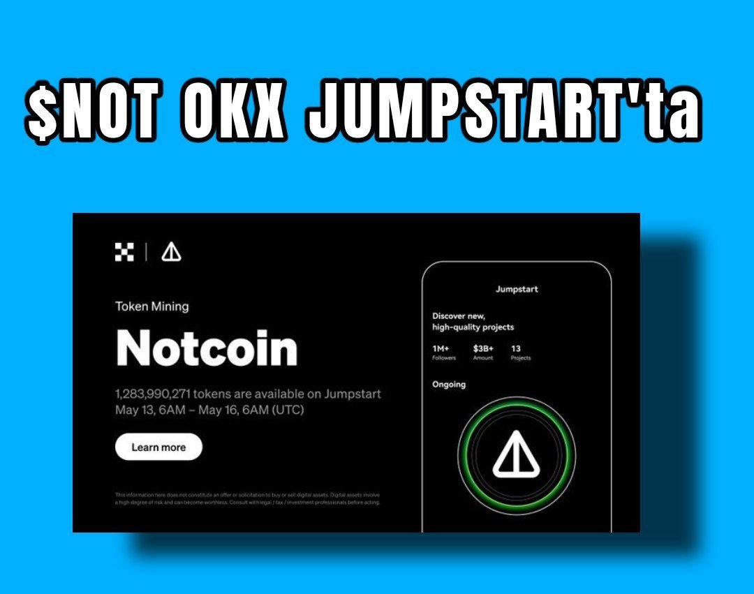 NikkiSixx_7's tweet image. $NOT, OKX Jumpstart&apos;ta 👨‍🌾

Daha önce birlikte farmladığımız @thenotcoin, @okx Jumpstart&apos;a geldi arkadaşlar. 13 Mayıs 09.00-16 Mayıs 09.00 arasında mining yapılacak. $TON stake ederek $NOT farmlayabilirsiniz. 

OKX üyeliğiniz yoksa link üzerinden üye olabilirsiniz 👇…