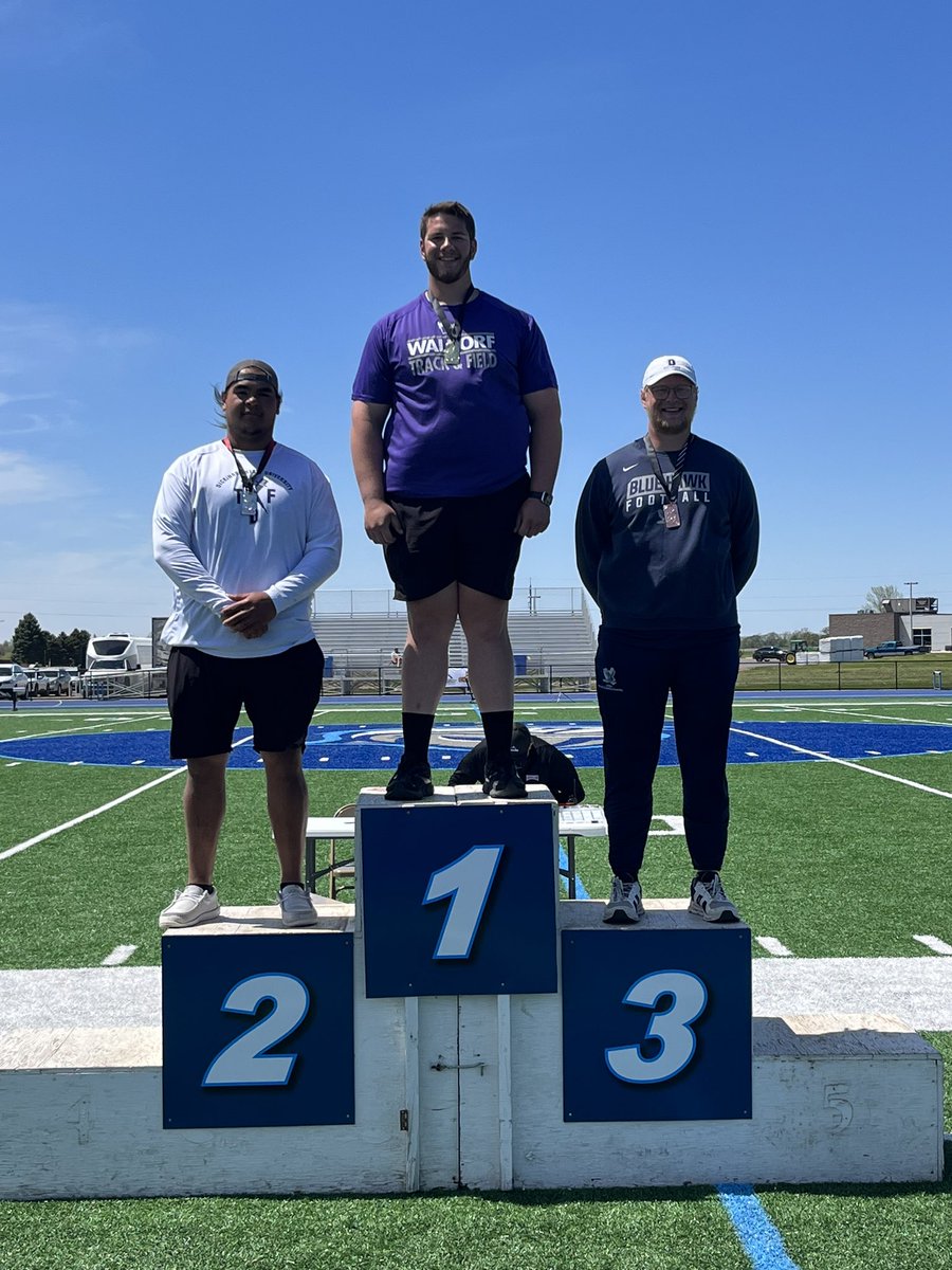 NSAA Men’s shot put - discus - Baker - Waldorf (Iowa) - champion