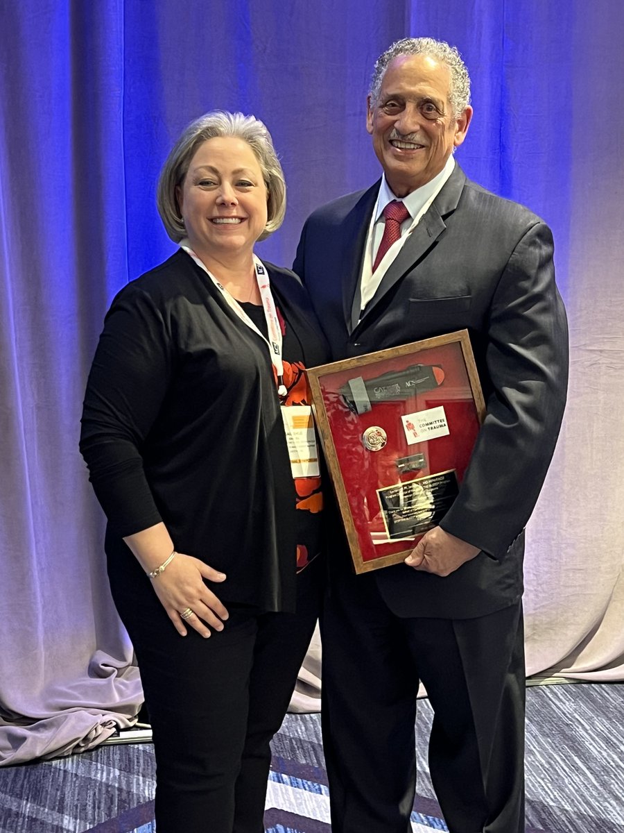 𝗠𝗮𝘆 𝗶𝘀 𝗡𝗮𝘁𝗶𝗼𝗻𝗮𝗹 𝗦𝘁𝗼𝗽 𝘁𝗵𝗲 𝗕𝗹𝗲𝗲𝗱 𝗠𝗼𝗻𝘁𝗵! ATS President-Elect Gail Shue pictured here with Dr. Lenworth Jacobs at the @acsTrauma Annual Meeting and the Advanced Trauma Life Support® (ATLS®) Global Symposium, March 8–12 in Chicago, IL. Dr. Lenworth…