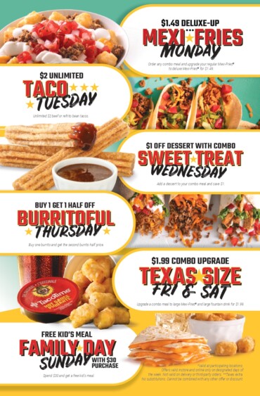 Don't miss any daily deal from @tacotimeca!
#tacotime #dailydeals #MH_Mall