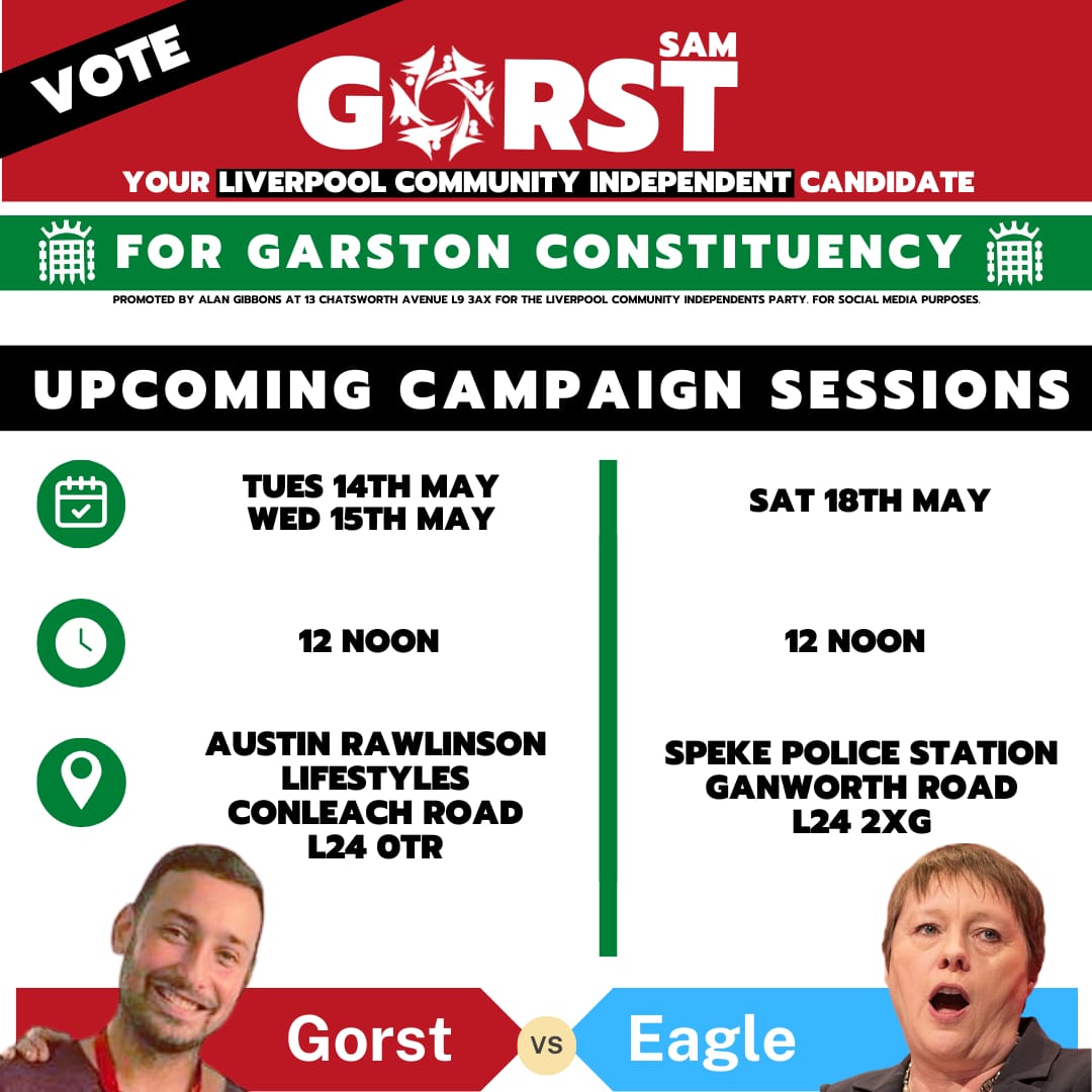 Our next leaflet sessions will continue in Speke ward. Speke ward is a part of the new Garston constituency. #Gorst4Garston Please let us know if you can volunteer 🙋‍♂️ 🙋‍♀️