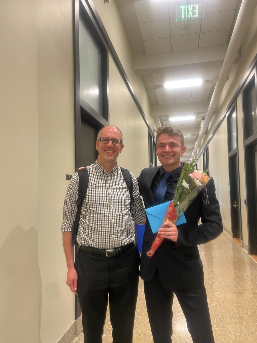 Congrats to Dr. Sam Kaser on a successful defense this morning, “Small-molecule motion within and through organic nanomaterials: an anthology”. Sam brought a unique perspective to the group and we are so thankful for his inquisitive, humorous nature. Best of luck at Sora Fuel!